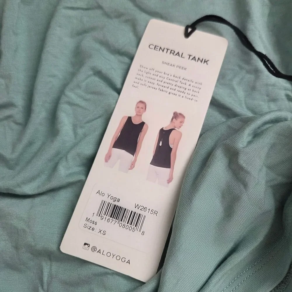 Alo Yoga Central Tank In Color Moss Size XS